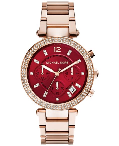 womens michael kors watch grey strap rose gold|Michael Kors parker chronograph watch.